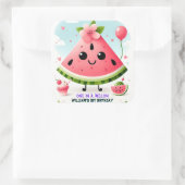 Rosa Sommer eins in einer Melone ersten 1. Geburts Quadratischer Aufkleber (Tasche)