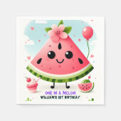 Rosa Sommer eins in einer Melone ersten 1. Geburts Serviette (Vorderseite)