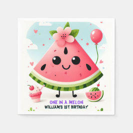 Rosa Sommer eins in einer Melone ersten 1. Geburts Serviette