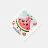 Rosa Sommer eins in einer Melone ersten 1. Geburts Serviette (Ecke)