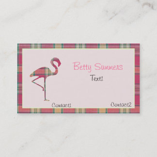 Rosa Sommer karierte Flamingo-Geschäfts-Karte Visitenkarte