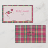 Rosa Sommer karierte Flamingo-Geschäfts-Karte Visitenkarte (Vorne/Hinten)
