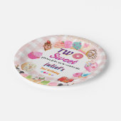 Rosa Sommer niedliche Kinder Mädchen zwei süße 2. Pappteller (Schrägansicht)