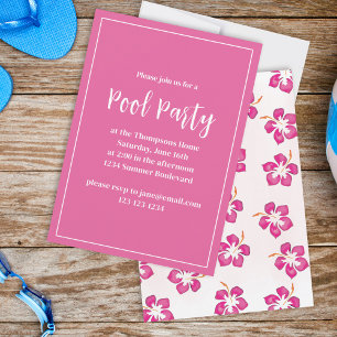 Rosa Sommer Party Blumenmuster Einladung