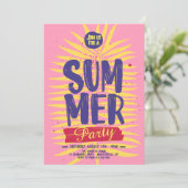 Rosa Sommer-Party Einladung (Stehend Vorderseite)