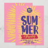Rosa Sommer-Party Einladung (Vorne/Hinten)