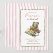 Rosa Sommer-Picknick im Park Einladung (Vorne/Hinten)