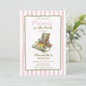 Rosa Sommer-Picknick im Park Einladung (Stehend Vorderseite)