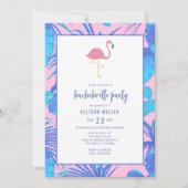 Rosa Sommer tropischer Flamingo-Junggeselinnen-Abs Einladung (Vorderseite)