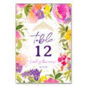 Rosa Sommerblumengold Quinceanera Tischnummer (Rückseite)