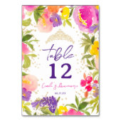 Rosa Sommerblumengold Quinceanera Tischnummer (Vorderseite)