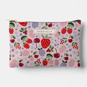 Rosa Sommerfrucht Beeren Brautjungfer Personalisie Zubehörtasche