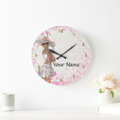 Rosa Sommermädchen Große Wanduhr (Zuhause)