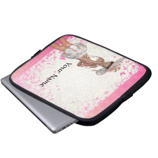 Rosa Sommermädchen Laptopschutzhülle (Vorne Knopf)