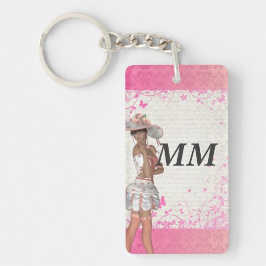 Rosa Sommermädchen Schlüsselanhänger (Vorderseite)