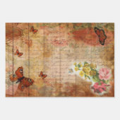 Rosa Sommerschmetterling mit Blume Ephemera Geschenkpapier Set (Vorderseite)