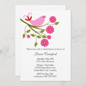 Rosa Songbird Bridal Dusche Einladung (Vorne/Hinten)