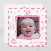 Rosa Songbird Geburtsankündigung Ankündigung (Vorne/Hinten)