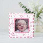 Rosa Songbird Geburtsankündigung Ankündigung (Stehend Vorderseite)