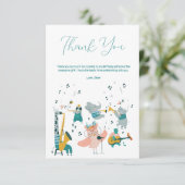 Rosa Songbird mit Tierband Geburtstag Dankeskarte (Stehend Vorderseite)