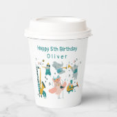 Rosa Songbird mit Tierband Geburtstag Pappbecher (Vorderseite)