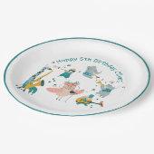 Rosa Songbird mit Tierband Geburtstag Pappteller (Schrägansicht)