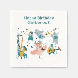Rosa Songbird mit Tierband Geburtstag Serviette