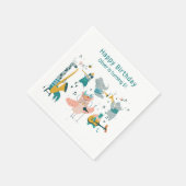 Rosa Songbird mit Tierband Geburtstag Serviette (Ecke)