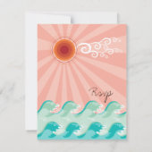 Rosa Sonne und Aqua Blue Waves Sommer Beach Hochze RSVP Karte (Rückseite)