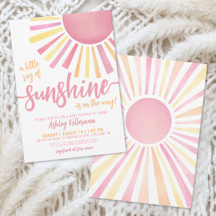Rosa Sonnen-Boho-Baby-Shower-Einladung Einladung