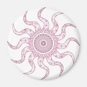 Rosa Sonnen-Mandala-Design Magnet