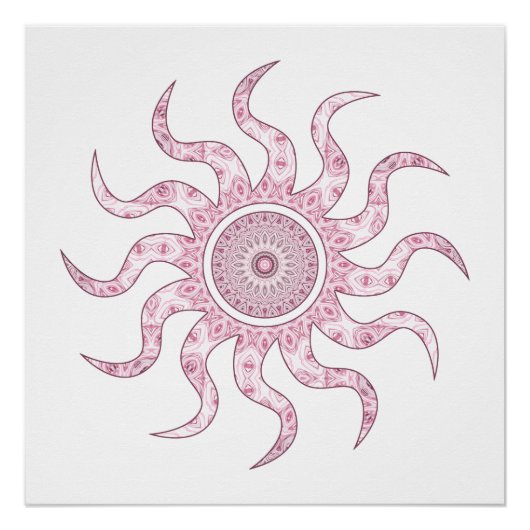 Rosa Sonnen-Mandala-Design Poster (Vorderseite)
