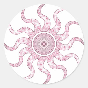 Rosa Sonnen-Mandala-Design Runder Aufkleber