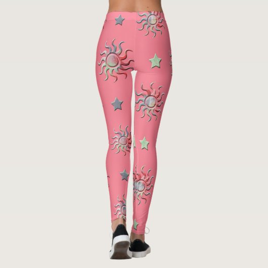 Rosa Sonnen und Sternenmuster Leggings (Rückseite)