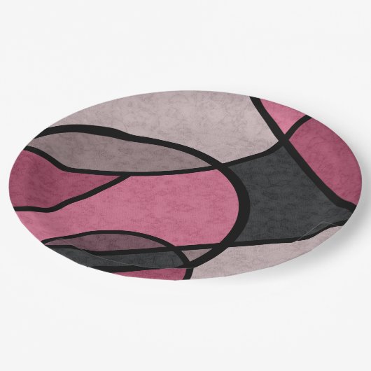 Rosa Sonnenaufgang, abstrakt Pappteller (Schrägansicht)