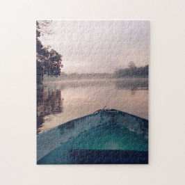 Rosa Sonnenaufgang Borneo Jungle River Boat Foto Puzzle