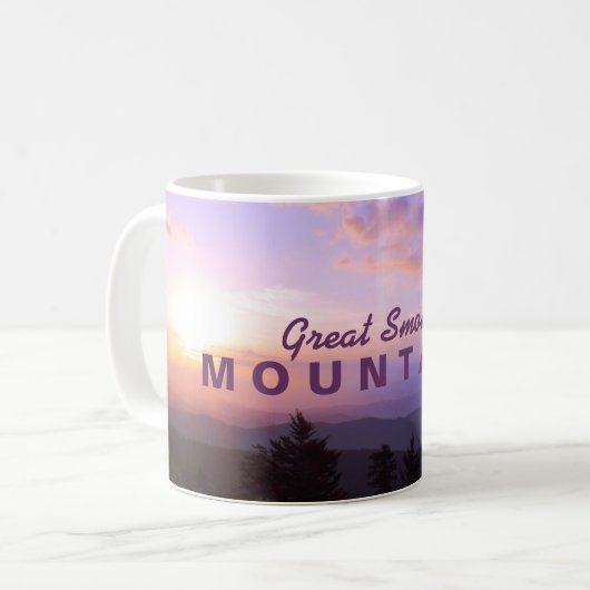 Rosa Sonnenaufgang - Great Smoky Mountains Kaffeetasse (Vorderseite Links)