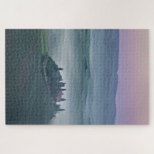 Rosa Sonnenaufgang über einer toskanischen Landsch Puzzle (Horizontal)