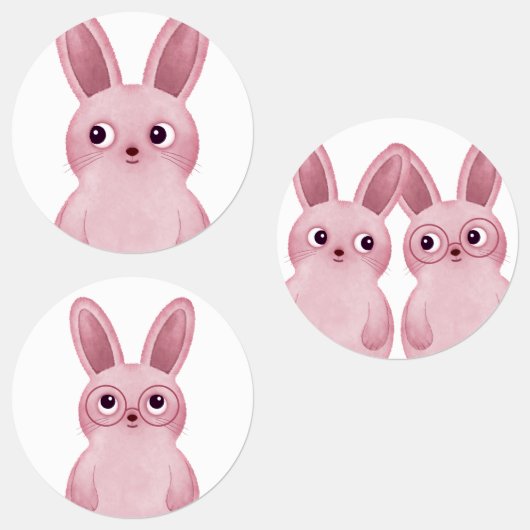 Rosa Sonnenblase mit Brille Etiketten (Gruppe)