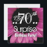 Rosa Sonnenblume 70. Überraschung Geburtstagsvorla Einladung<br><div class="desc">Dieses quadratische Design mit farbiger Sonnenblume und feinem Text ist eine trendige Wahl für eine 70. Geburtstagsparty von SURPRISE.</div>