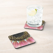 Rosa Sonnenblume Cork Untersetzer (Rechte Seite)