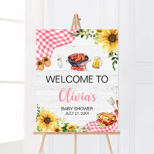 Rosa Sonnenblume GRILLEN Babydusche Empfang Poster