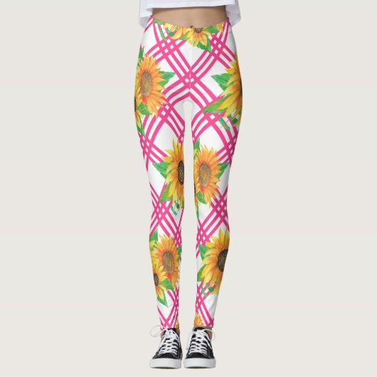 Rosa Sonnenblume Leggings (Vorderseite)