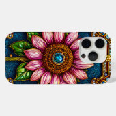 Rosa Sonnenblume mit Edelsteindetails Case-Mate iPhone Hülle (Rückseite (Horizontal))