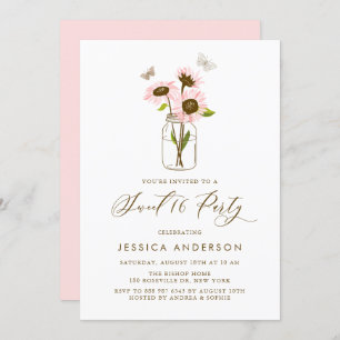 Rosa Sonnenblumen in Mason Jar Rustikal 16 . Gebur Einladung