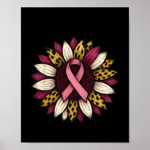 Rosa Sonnenblumen Leopard Print Breast Cancer Awar Poster