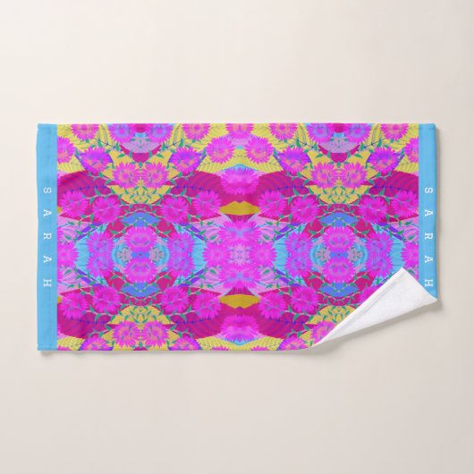 Rosa Sonnenblumen tropische Blätter Moderne Blumen Handtuch (Handtuch)