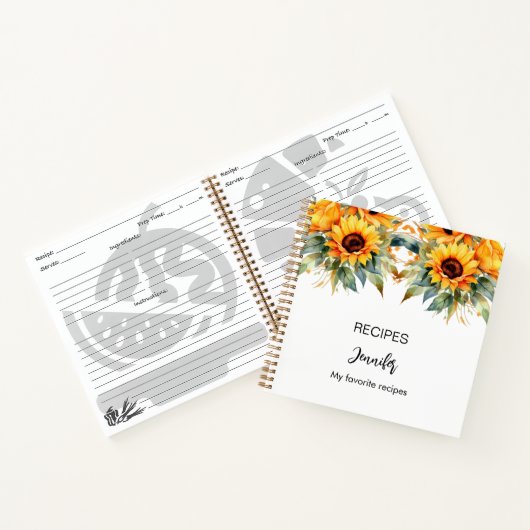 Rosa Sonnenblumen Wasserfarbname Notizblock (Innenseite)