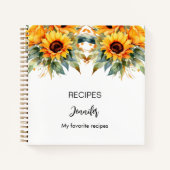 Rosa Sonnenblumen Wasserfarbname Notizblock (Vorderseite)