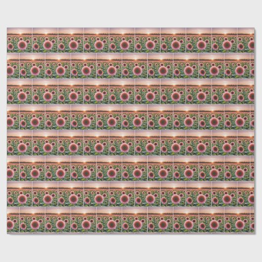 Rosa Sonnenblumenfeld Geschenkpapier (Flach)